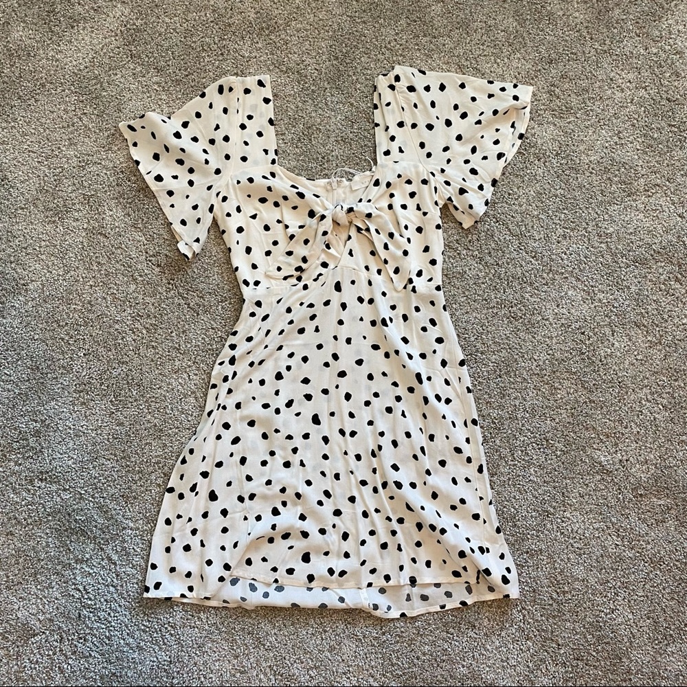 Polka dot and cream mini dress